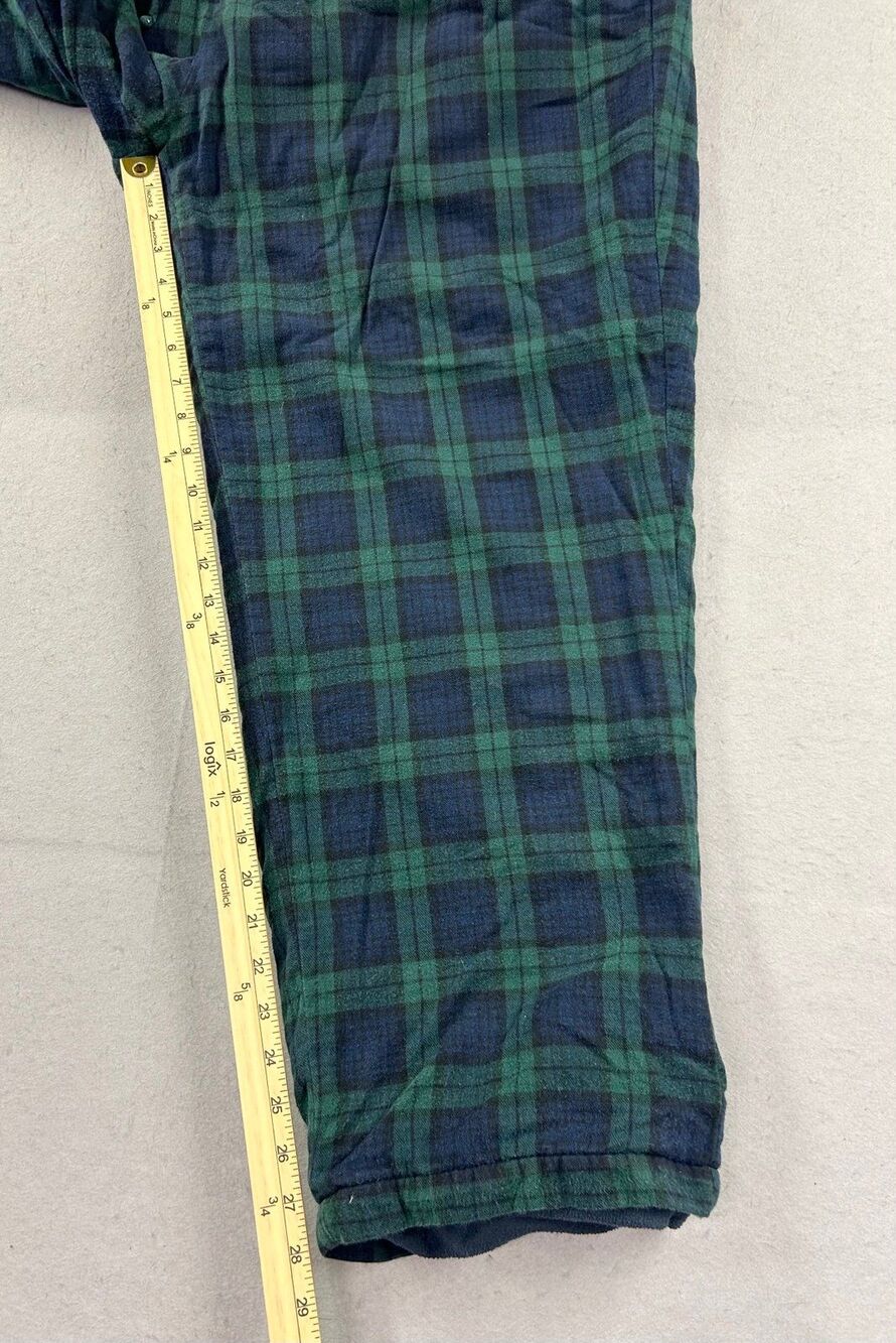 LL Bean Fleece Lined Flannel Pants Mens XL Watch Plaid Navy Lounge 298144 - Picture 6 of 7